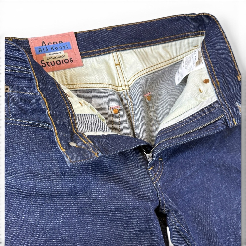 ACNE STUDIOS Bla Konst South Dark Blue Jeans Women's W26/L22 Whiskers Faded - Picture 2 of 9